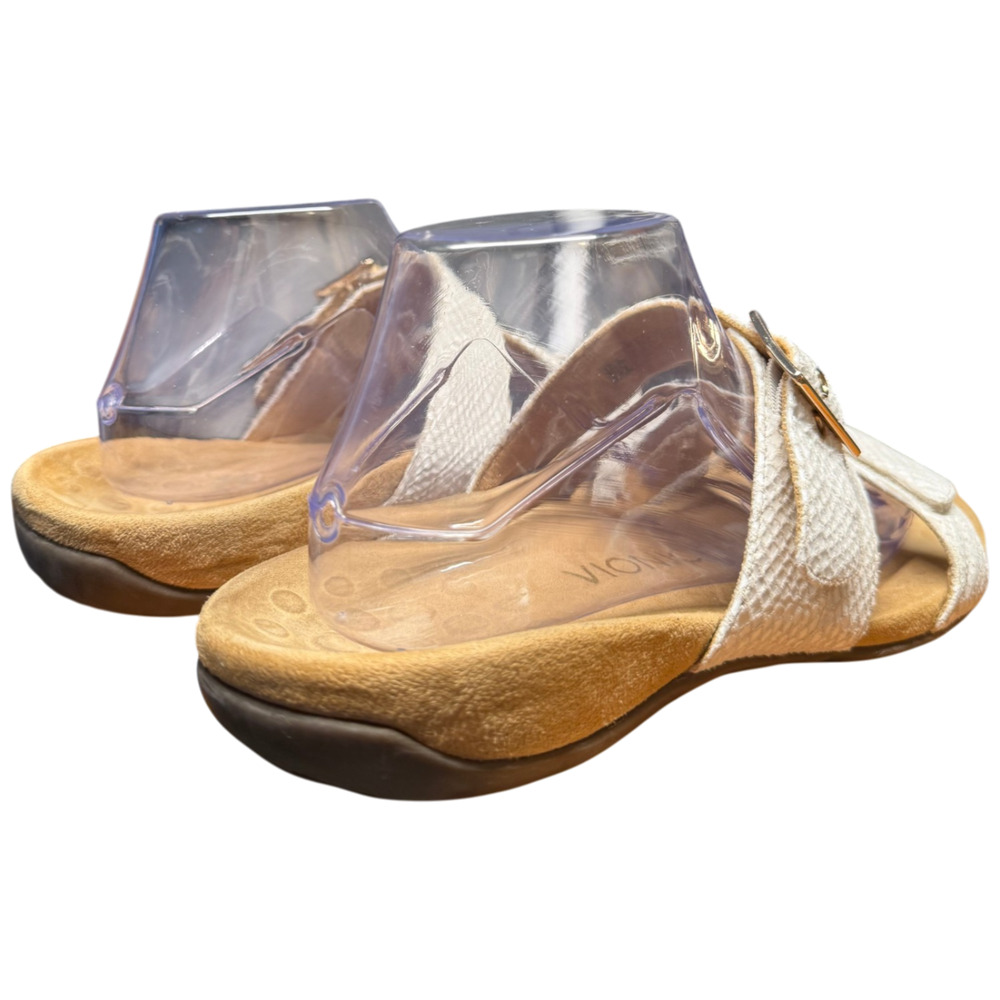 VIONIC Skylar Women 9 White Sandal Snake Print Adjustable Slide Orthotic Comfort - Picture 5 of 12